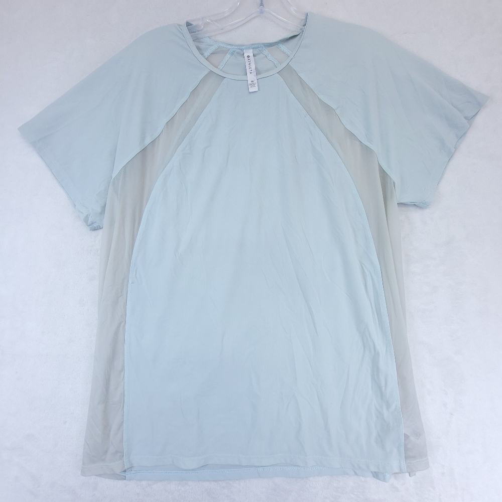 Athleta Short Sleeve Stretch Breathable Gym Run Athletic nylon shirt Womens Sz M